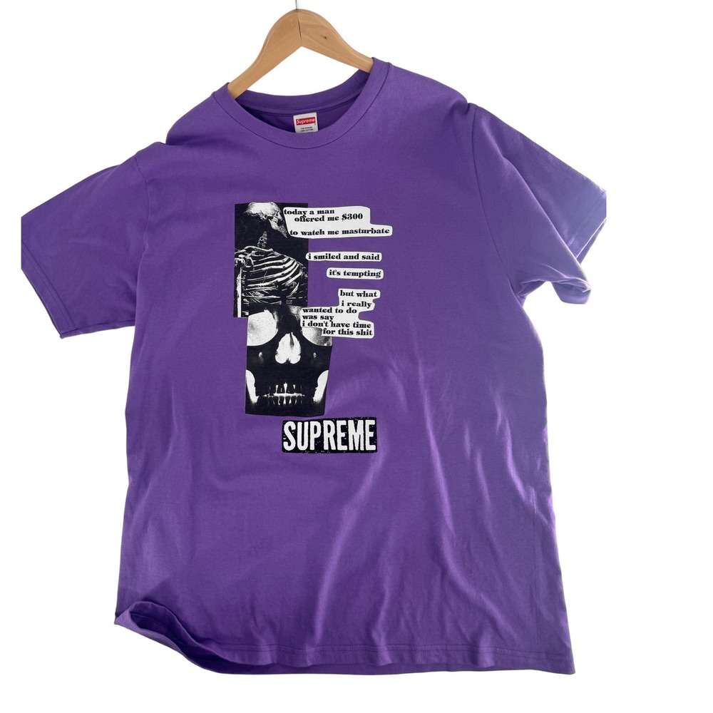 Supreme Skeleton Quote Graphic Tee Mens Size L Purple Anatomy Shirt